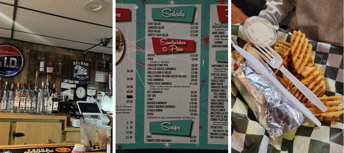 BJ'S Bar Menu